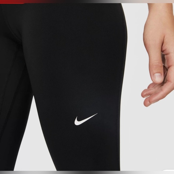 Nike Women's Pro 365 Black/Volt Mid Rise  ankle Leggings - Picture 2 of 7